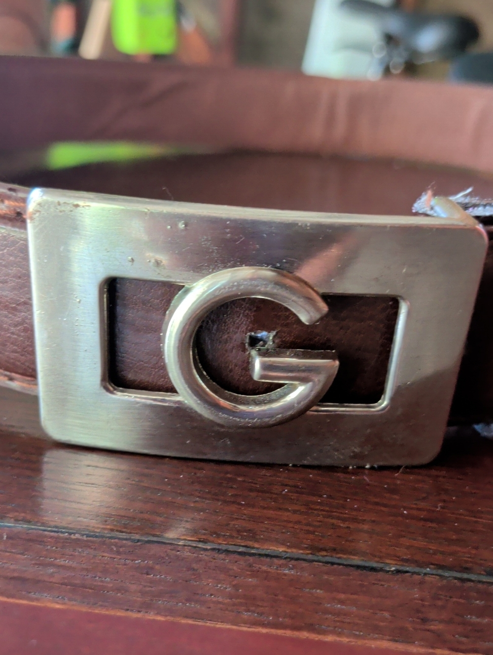 Athleta Brown Leather Belt with Silver 'G' Buckle